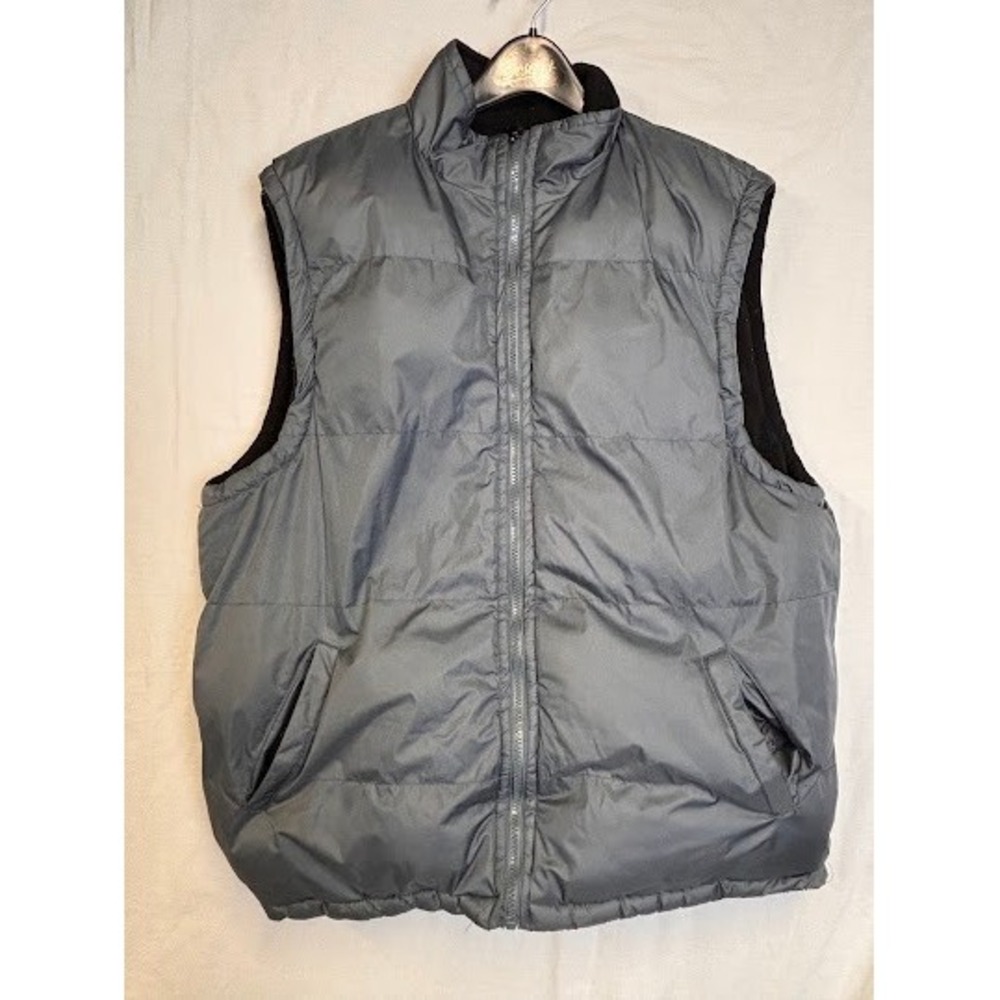 i5 Apparel Mens Gray Quilted Fleece Lined Puffer Vest Full Zip Mock Neck Large